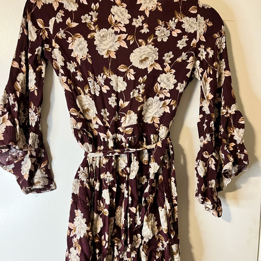 American Eagle Outfitters Mini Brown Floral Dress/Tunic Size XXS - Picture 2 of 6